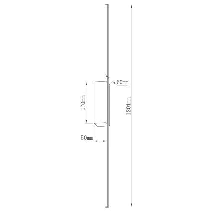 LED wandlamp AISHA LED/20W/230V 4000K 120 cm goud