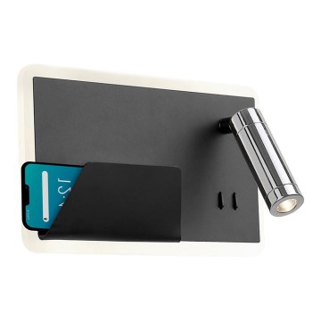 LED Wandlamp BOARD LED/7,8W/230V + LED/3W zwart/glanzend chroom