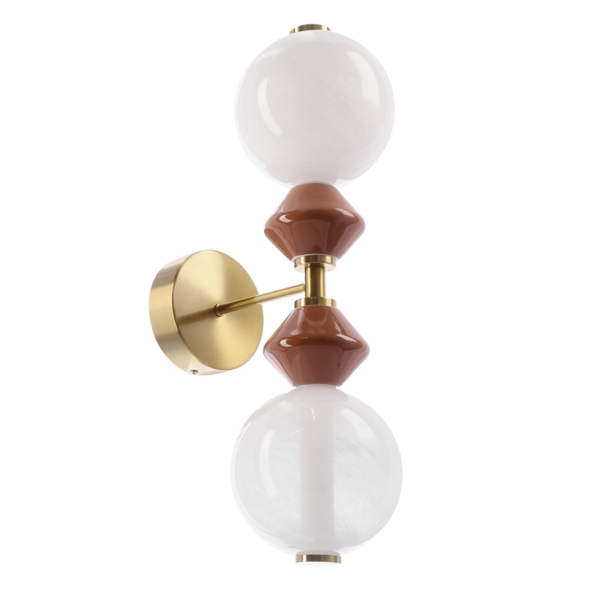 LED wandlamp FLORES 2xLED/5W/230V goud/bruin