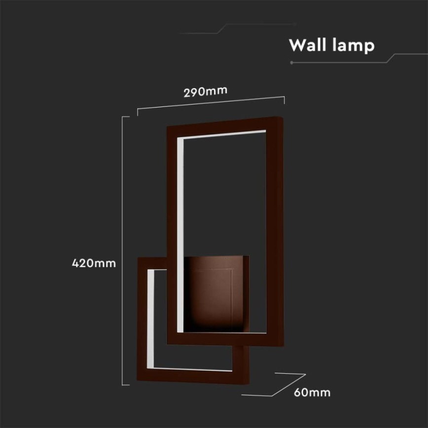 LED Wandlamp LED/20W/230V 3000K bruin