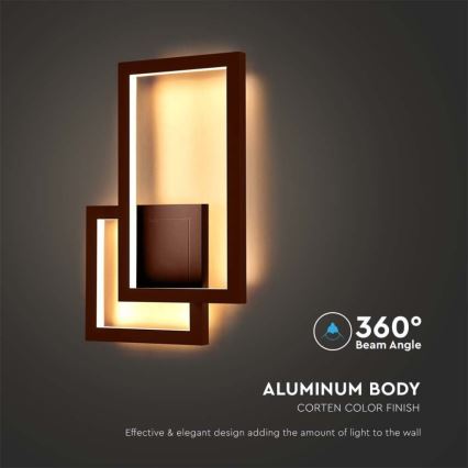 LED Wandlamp LED/20W/230V 4000K bruin