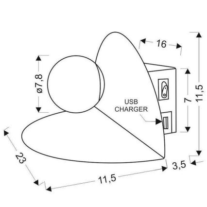 LED Wandlamp met oplader ZENIT LED/4W/230V