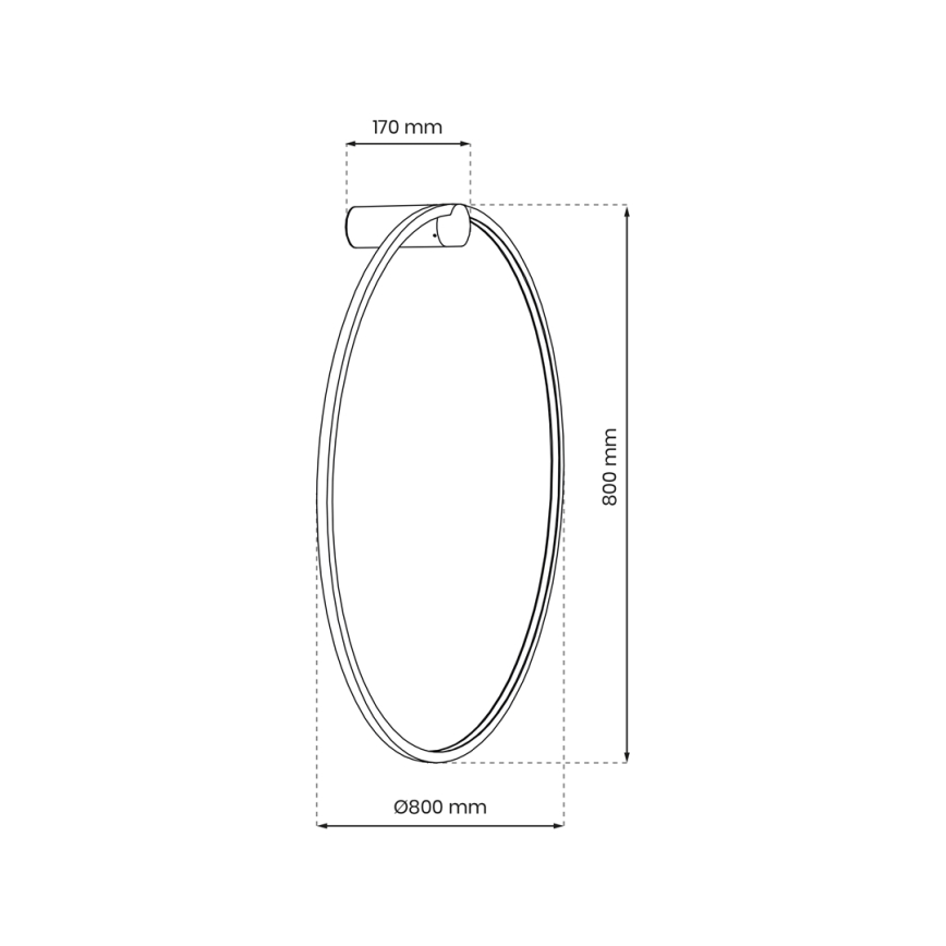 LED-wandlamp SATURNO LED/46W/230V Ø 80 cm IP44 zwart