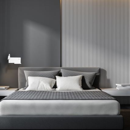 LED-wandlamp SHELF LED/4W+LED/5W+LED/2W/230V + USB-poort wit