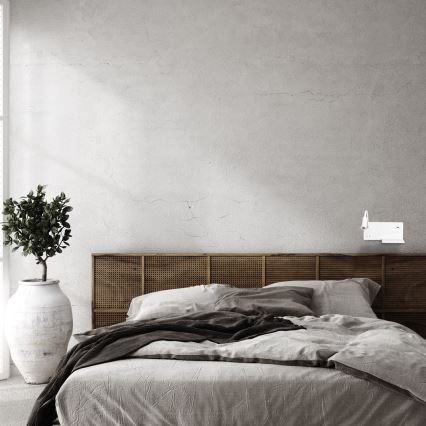 LED-wandlamp SHELF LED/4W+LED/5W+LED/2W/230V + USB-poort wit