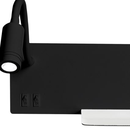 LED-wandlamp SHELF LED/4W+LED/5W+LED/2W/230V zwart
