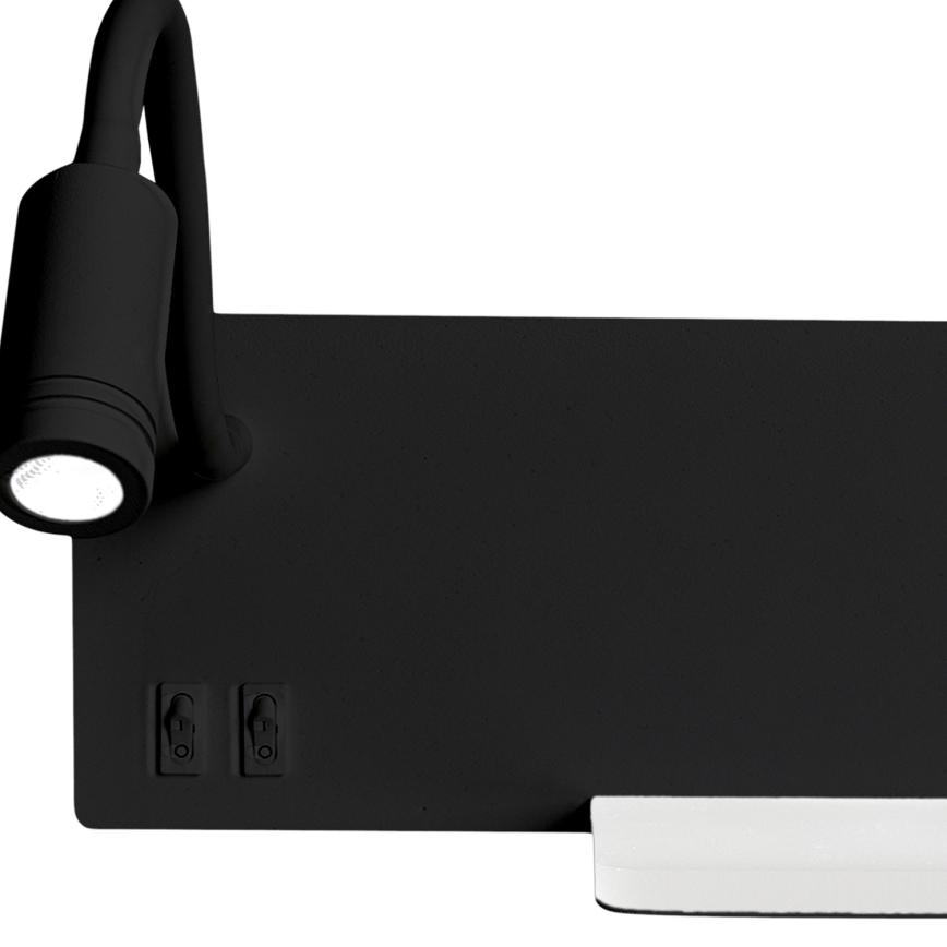 LED-wandlamp SHELF LED/4W+LED/5W+LED/2W/230V zwart