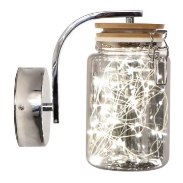 LED Wandlamp SHOCK LED/5W/230V glanzend chroom/hout