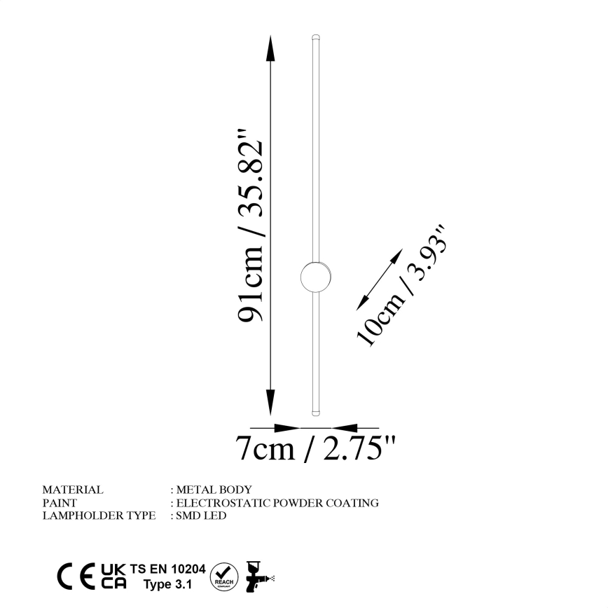 LED-wandlamp SWORD LED/13W/230V 3000K mat goud