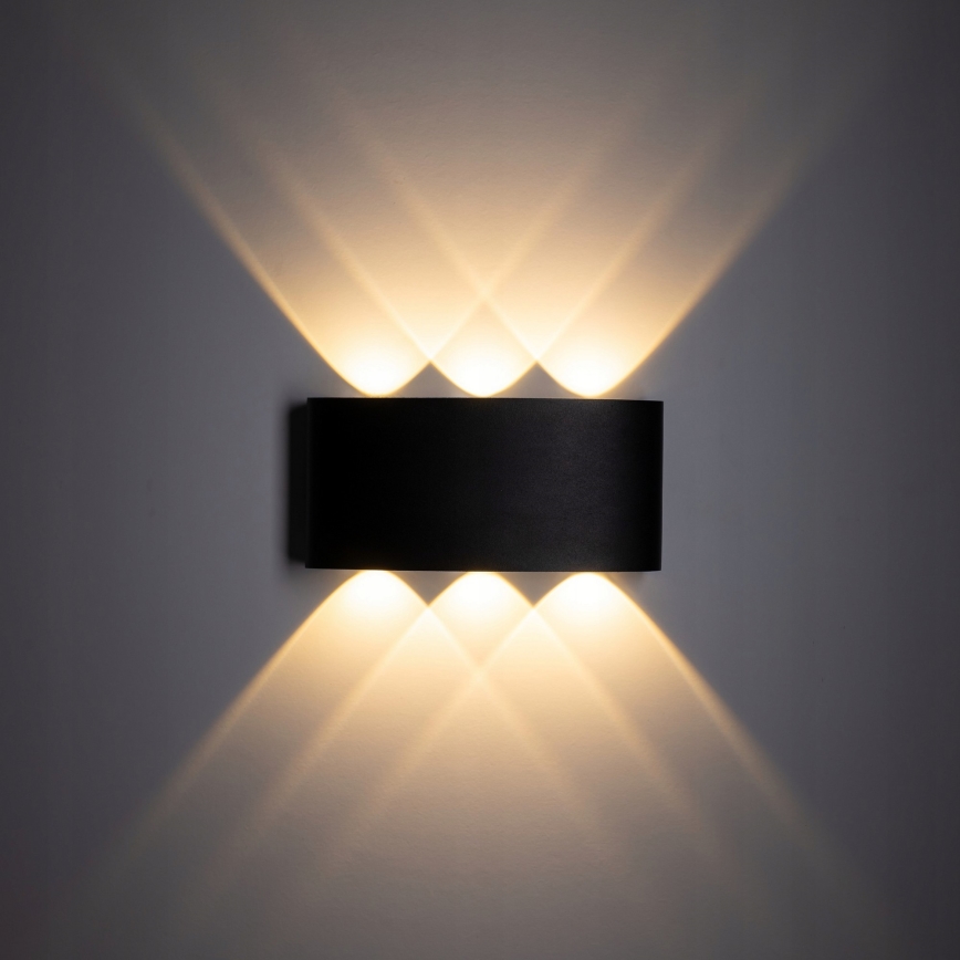LED Wandlamp voor buiten ARROW 6xLED/1W/230V IP54 zwart