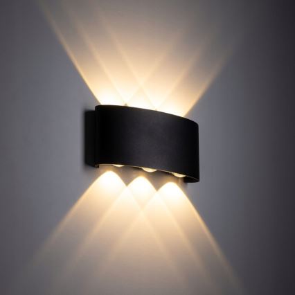 LED Wandlamp voor buiten ARROW 6xLED/1W/230V IP54 zwart
