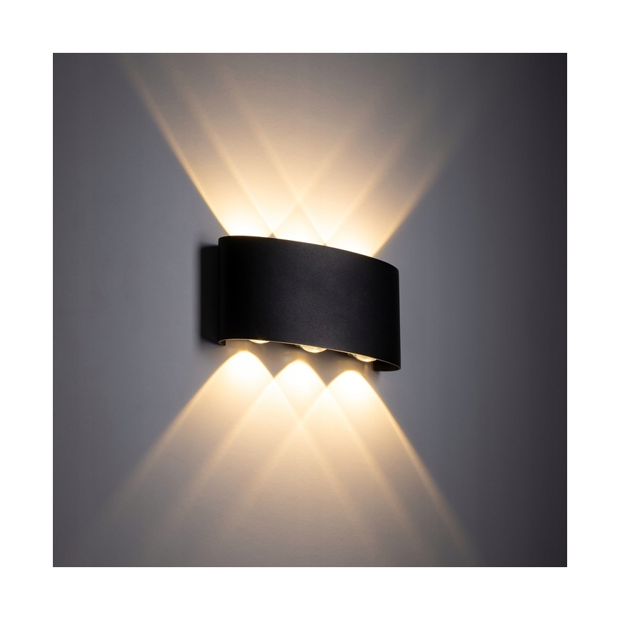 LED Wandlamp voor buiten ARROW 6xLED/1W/230V IP54 zwart