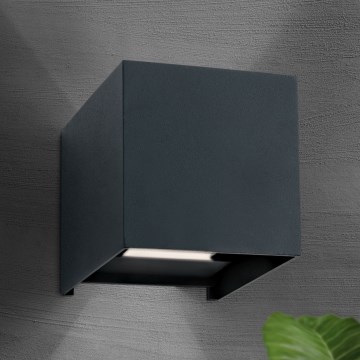 LED Wandlamp voor buiten CUBE 2xLED/3W/230V IP54 antraciet