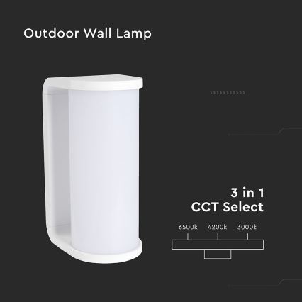 LED Wandlamp voor buiten LED/12W/230V 3000/4200/6500K IP65 wit