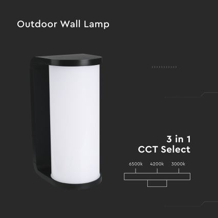 LED Wandlamp voor buiten LED/12W/230V 3000/4200/6500K IP65 zwart