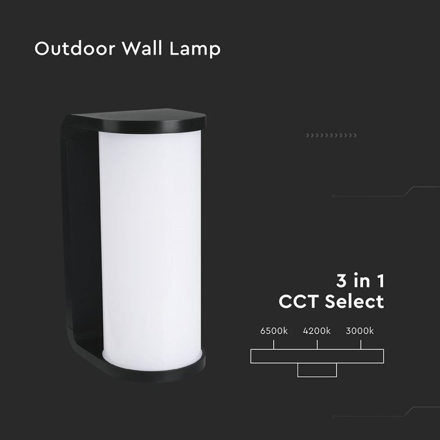 LED Wandlamp voor buiten LED/12W/230V 3000/4200/6500K IP65 zwart