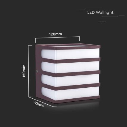 LED Wandlamp voor buiten LED/8W/230V IP65 3000K bruin