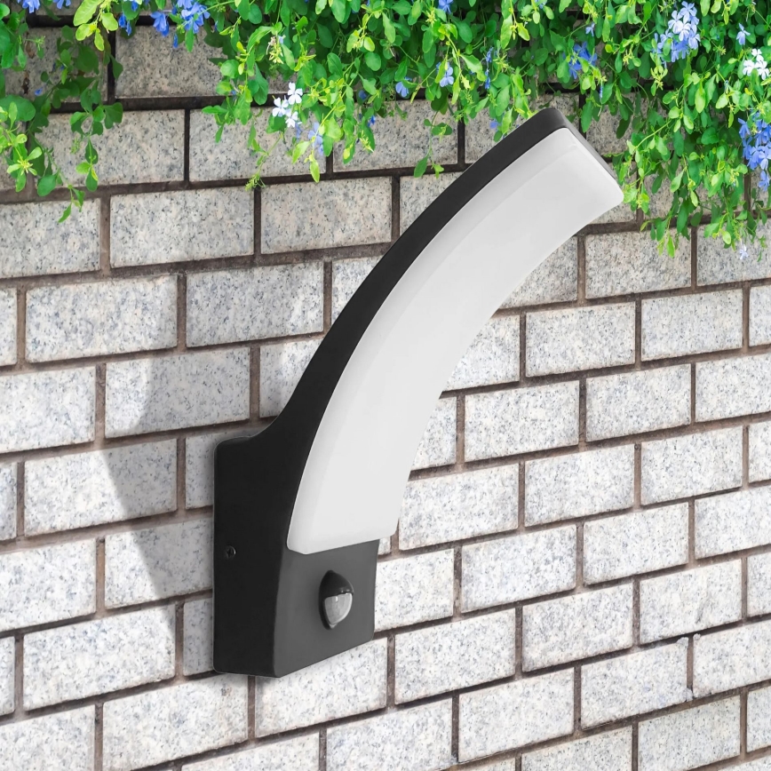 LED Wandlamp voor buiten met sensor AMY LED/12W/230V IP44 zwart