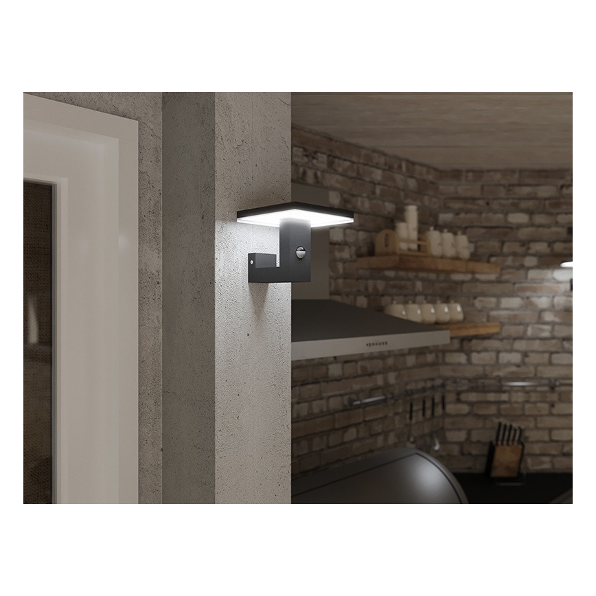 LED Wandlamp voor buiten met sensor BARI LED/10W/230V 4000K IP54 antraciet