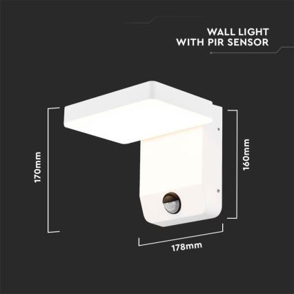 LED Buiten wall flexible lamp met sensor LED/17W/230V IP65 3000K wit