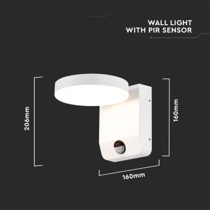 LED Buiten wall flexible lamp met sensor LED/17W/230V IP65 3000K wit