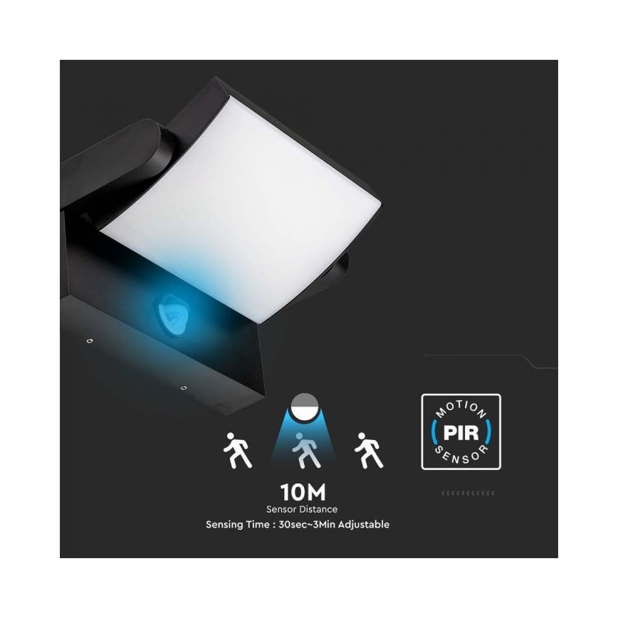 LED Wandlamp voor buiten met sensor LED/17W/230V 4000K IP65 zwart