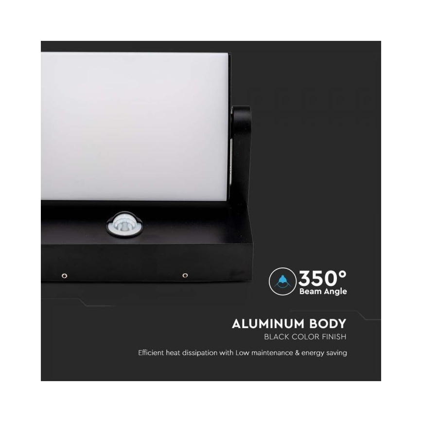 LED Wandlamp voor buiten met sensor LED/17W/230V 4000K IP65 zwart