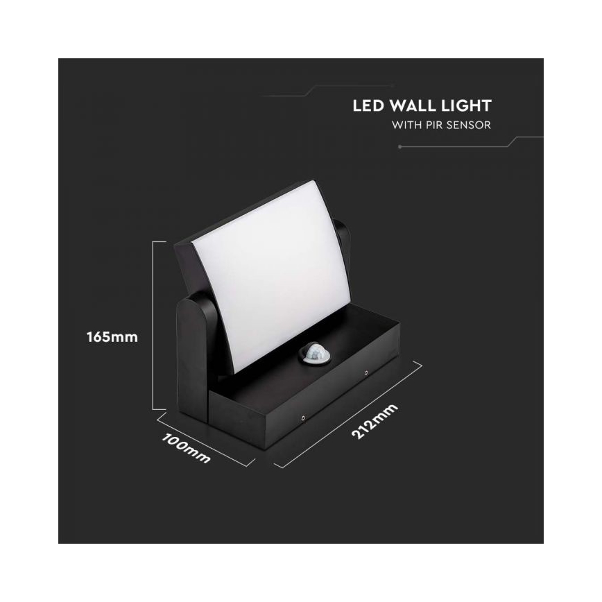 LED Wandlamp voor buiten met sensor LED/17W/230V 4000K IP65 zwart