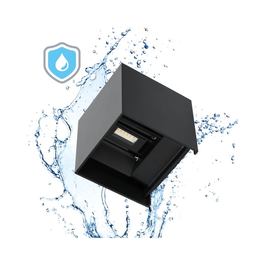 LED Wandlamp voor buiten QUERK 2xLED/3W/230V 3000K IP54 zwart