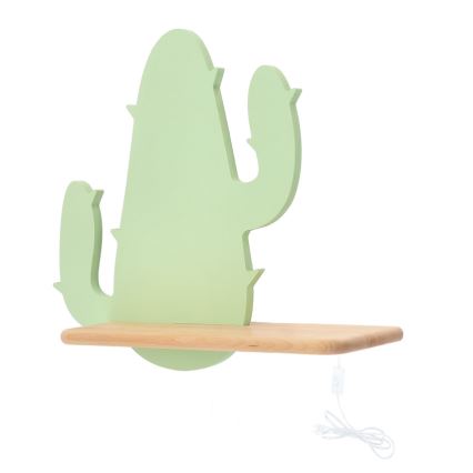 LED wandlamp voor kinderen inclusief plank CACTUS LED/4W/230V groen/hout