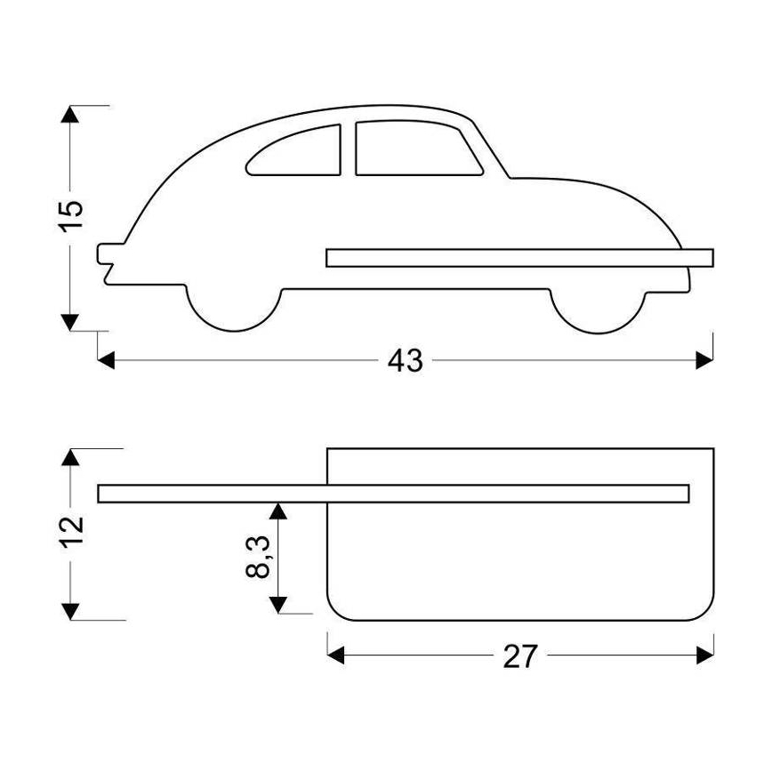 LED wandlamp voor kinderen inclusief plank CAR LED/5W/230V grijs/hout