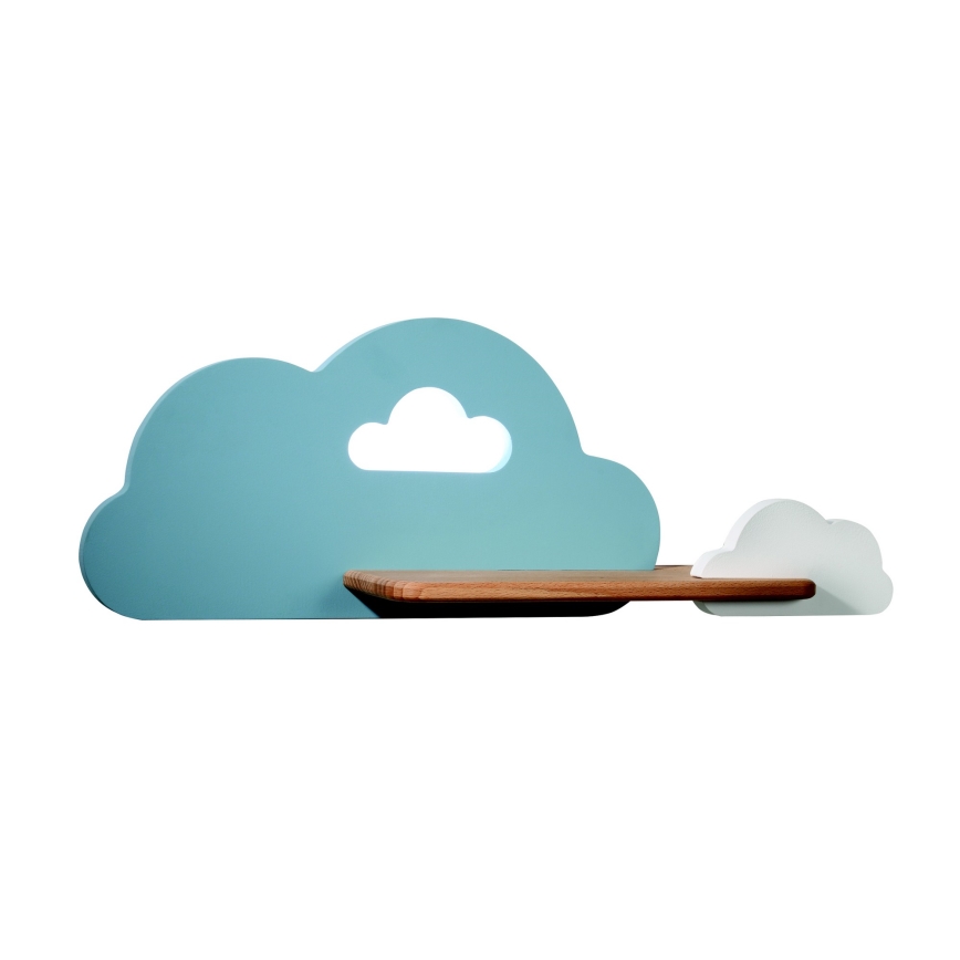 LED wandlamp voor kinderen inclusief plank CLOUD LED/5W/230V blauw/wit