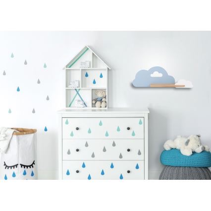 LED wandlamp voor kinderen inclusief plank CLOUD LED/5W/230V blauw/wit