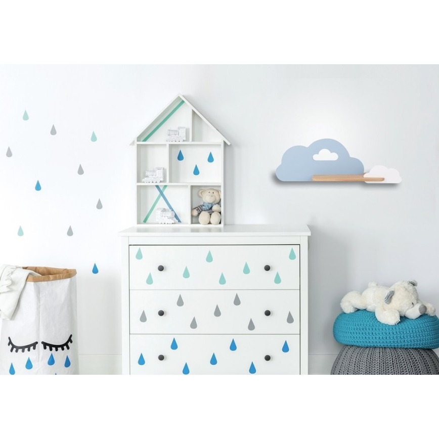 LED wandlamp voor kinderen inclusief plank CLOUD LED/5W/230V blauw/wit