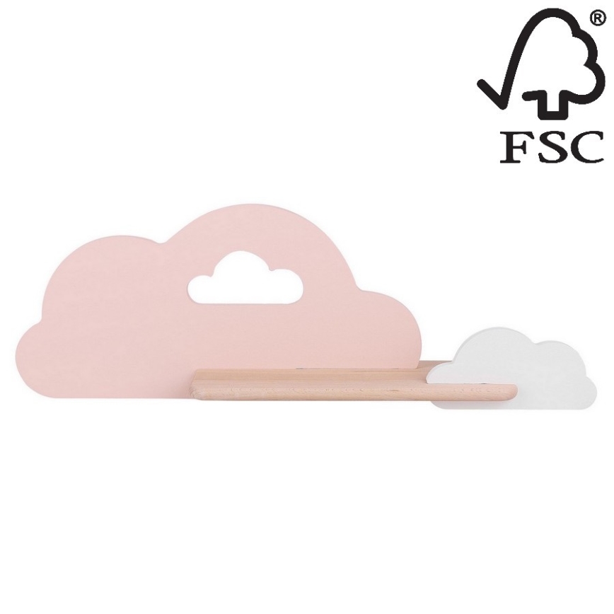 LED wandlamp voor kinderen inclusief plank CLOUD LED/5W/230V roze/wit