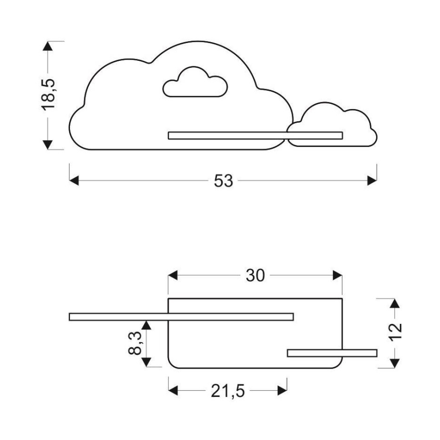 LED wandlamp voor kinderen inclusief plank CLOUD LED/5W/230V roze/wit