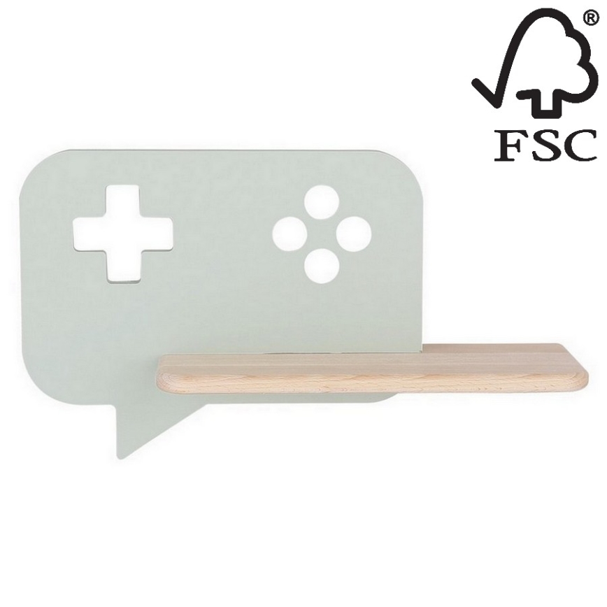 LED wandlamp voor kinderen inclusief plank CONSOLE LED/5W/230V groen