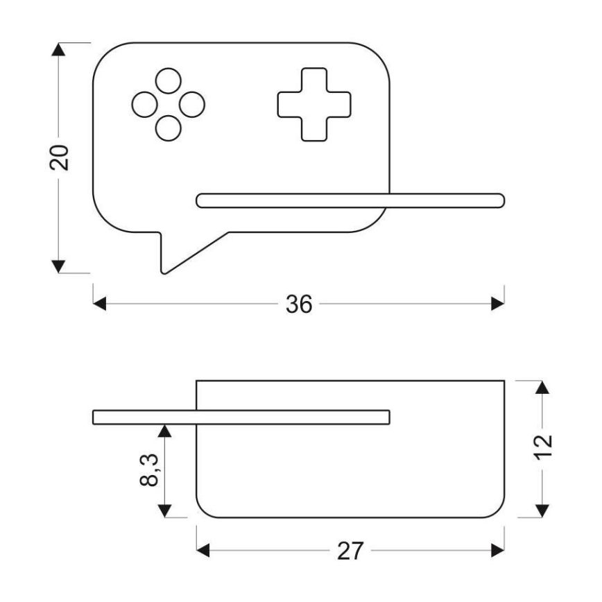LED wandlamp voor kinderen inclusief plank CONSOLE LED/5W/230V groen