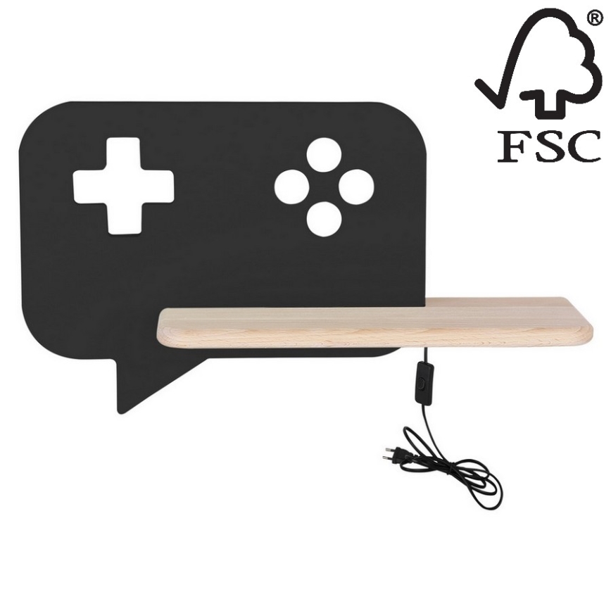 LED wandlamp voor kinderen inclusief plank CONSOLE LED/5W/230V zwart