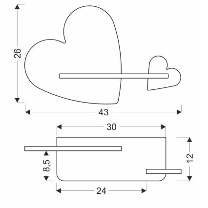 LED wandlamp voor kinderen inclusief plank HEART LED/5W/230V roze/wit/hout