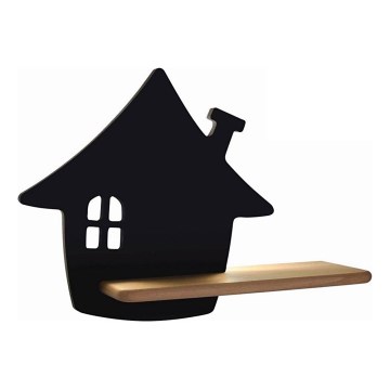 LED wandlamp voor kinderen inclusief plank HOUSE LED/4W/230V zwart/hout