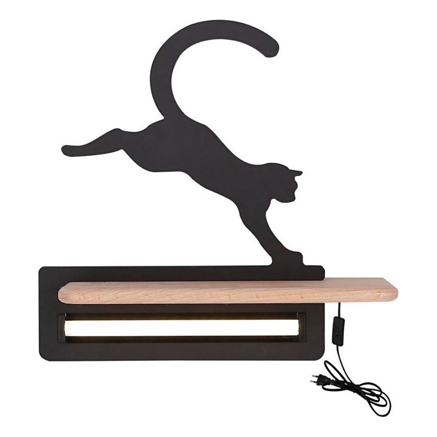 LED wandlamp voor kinderen inclusief plank JUMPING CAT LED/5W/230V