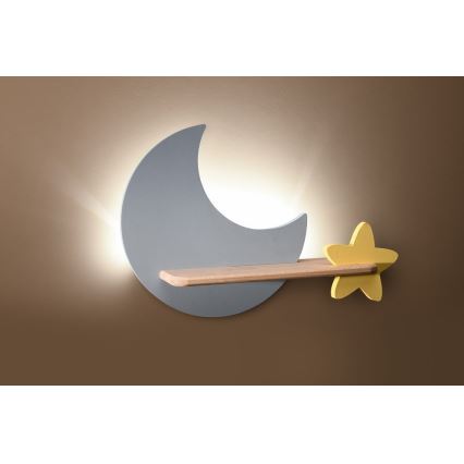 LED wandlamp voor kinderen inclusief plank MOON LED/5W/230V