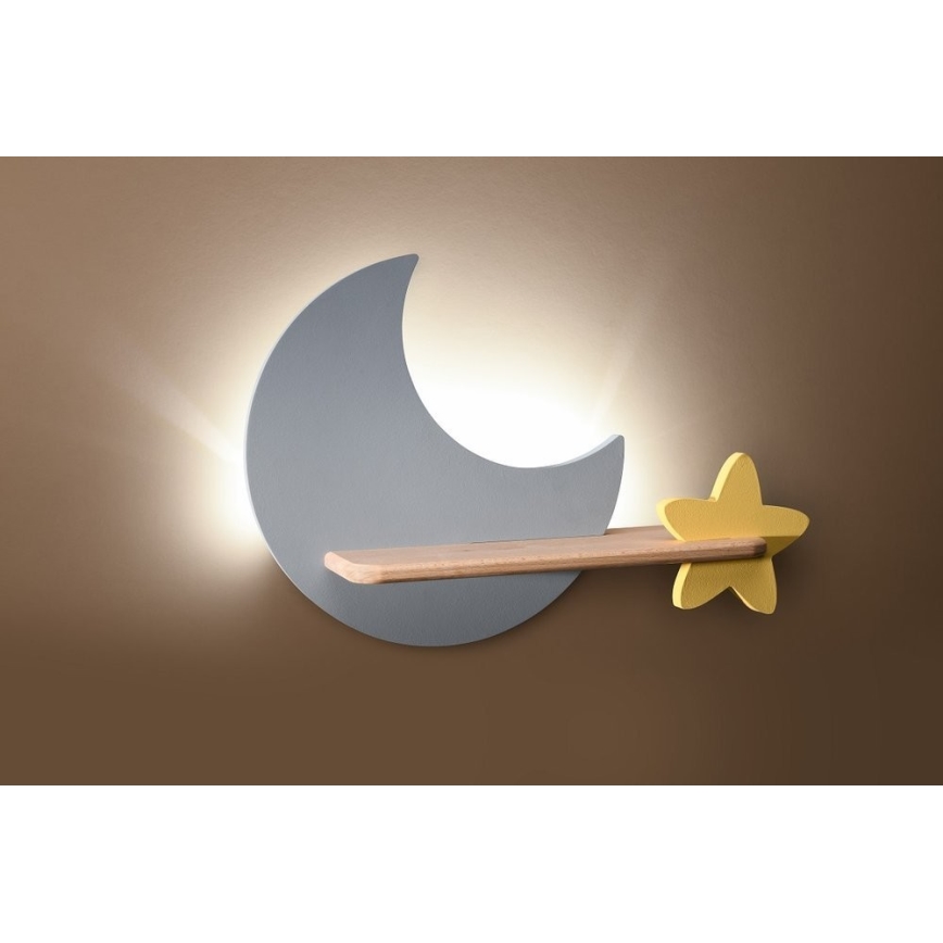 LED wandlamp voor kinderen inclusief plank MOON LED/5W/230V