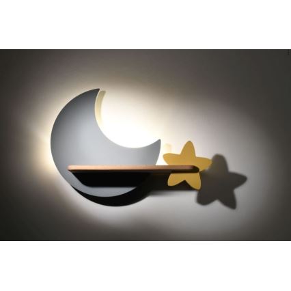 LED wandlamp voor kinderen inclusief plank MOON LED/5W/230V