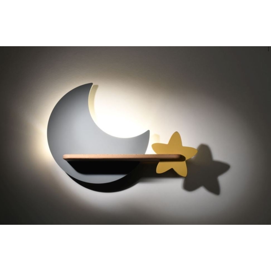 LED wandlamp voor kinderen inclusief plank MOON LED/5W/230V