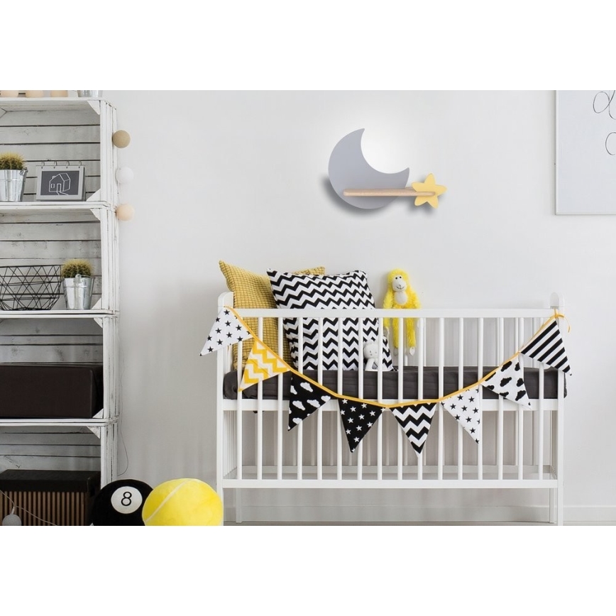LED wandlamp voor kinderen inclusief plank MOON LED/5W/230V