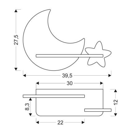 LED wandlamp voor kinderen inclusief plank MOON LED/5W/230V
