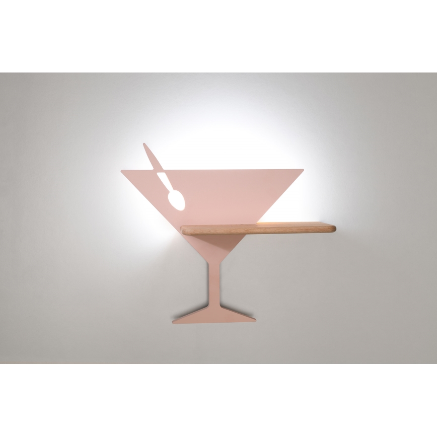 LED wandlamp voor kinderen inclusief plank PICCOLO LED/4W/230V roze/hout
