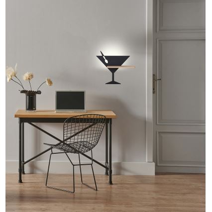 LED wandlamp voor kinderen inclusief plank PICCOLO LED/4W/230V zwart/hout